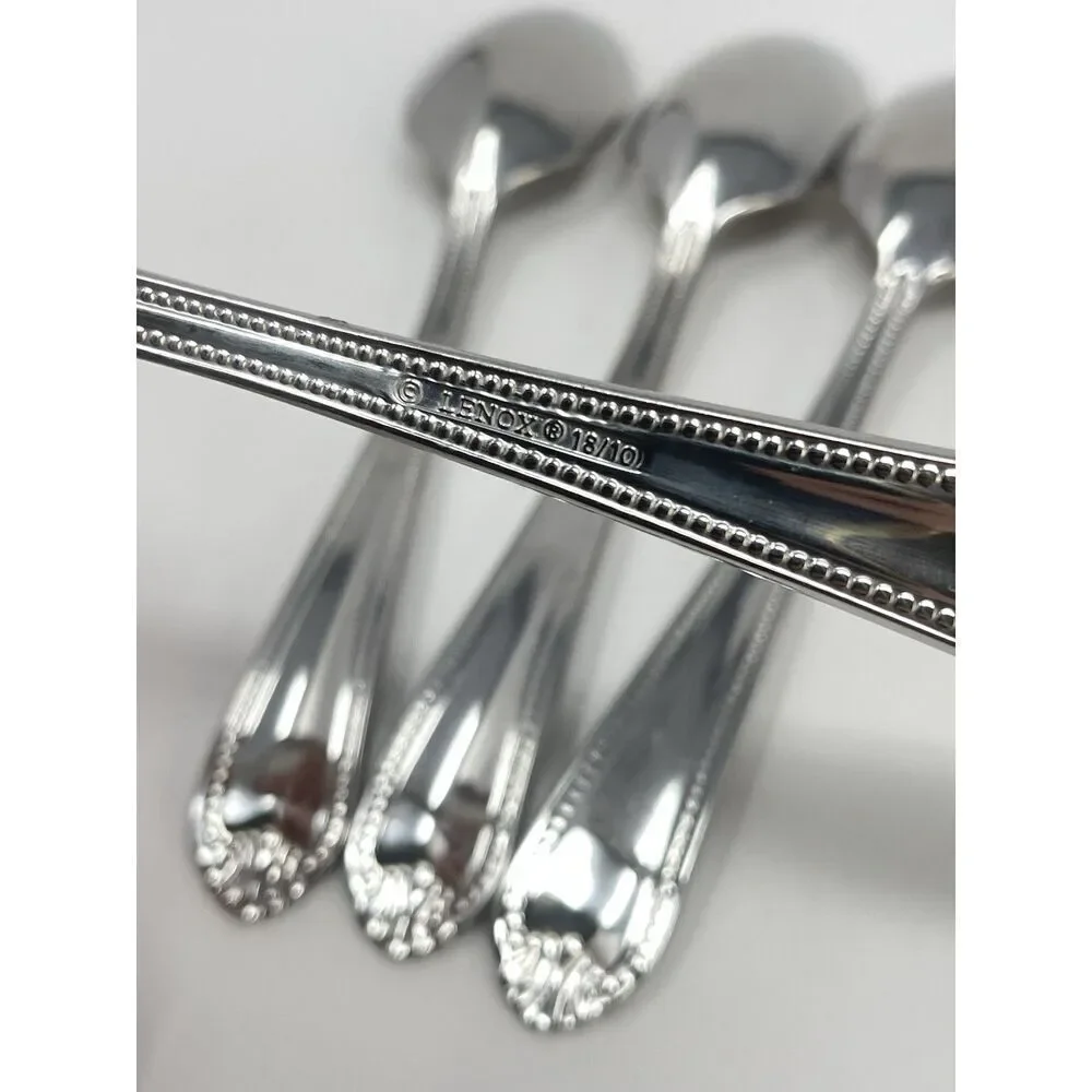 Lenox BEAD Stainless 18/10 Glossy Dinner Soup Spoon 7” Set Of 4 Replacement